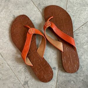 Orange Tory Burch leather sandal